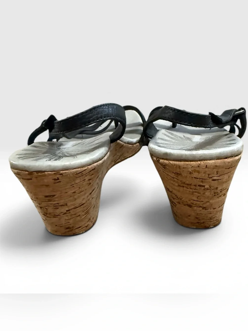 Patagonia Black Leather Cork Wedge Sandals Size 9.5